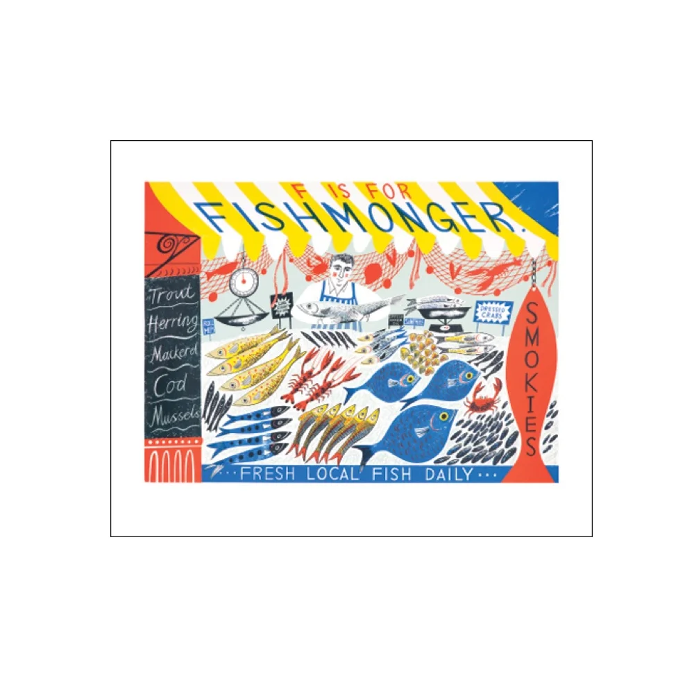 Carte voeux Alphabet Fishmonger Organisation maison solutions rangement