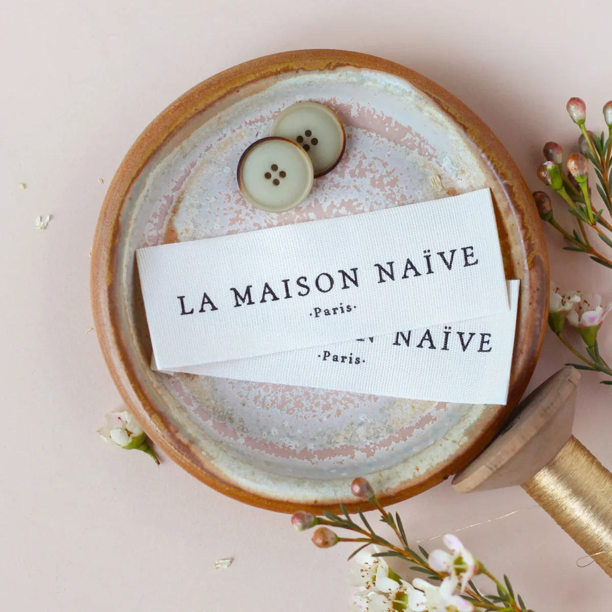 Grande Étiquette en Coton Tissé La Maison Naïve - Organisation de la maison avec des solutions de rangement - stickers étiquette maison organisation solution rangement