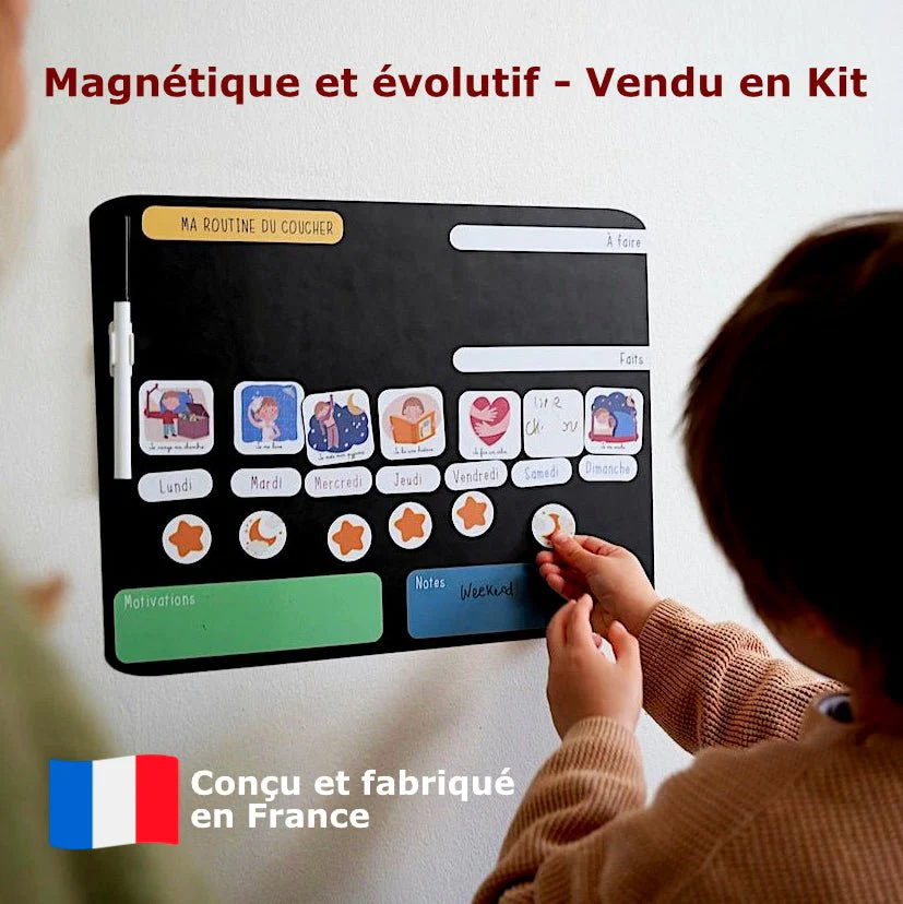 Tableau de routine enfant pour le coucher | magnétique et évolutif | Rituels du coucher 3-6 Planning ans | Disponible en 4 couelurs - Boutique Bébé en Ligne : Soins, Jouets et Articles Maison