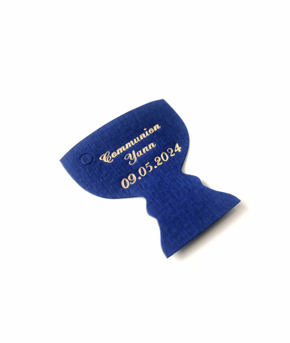Etiquette dragées – Calice Bleu Roi – Personalisée Personalisée - ​Boulangerie-Pâtisserie | Pain au Levain & Viennoiseries