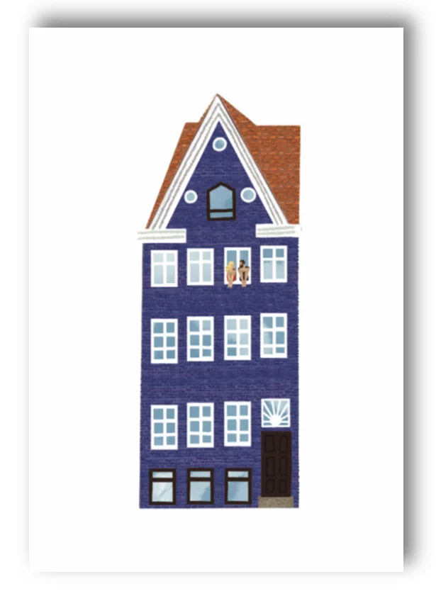 Carte postale maison violette - Organisation de Offrez la maison avec des solutions de rangement