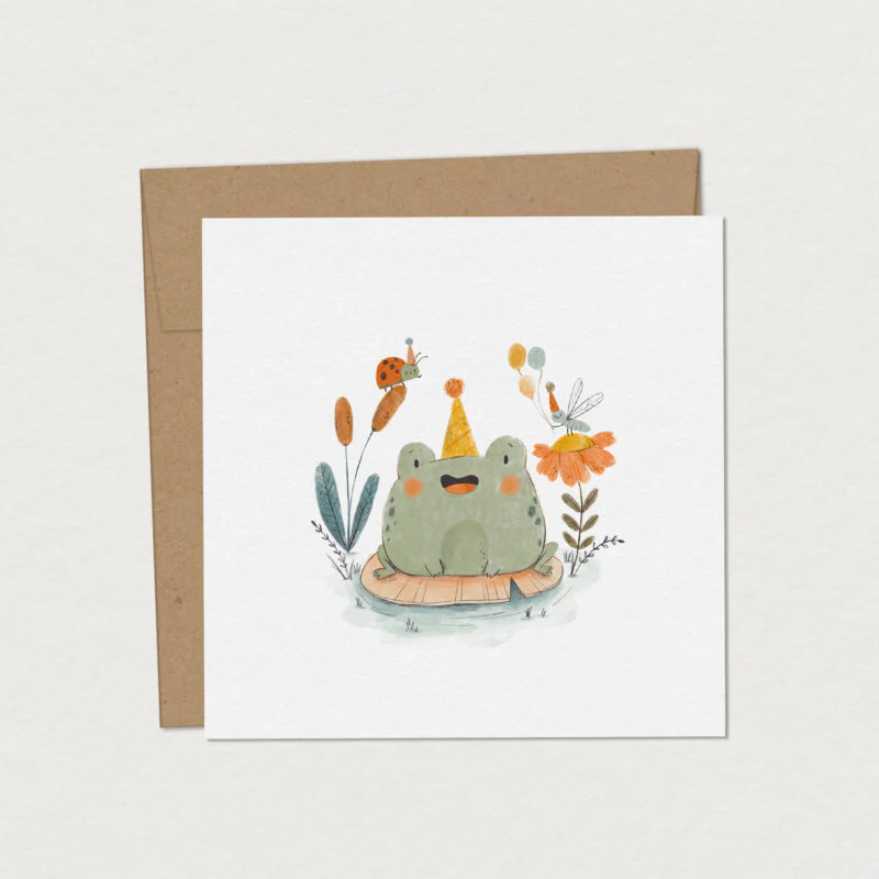 Mimosa Design - Carte de Souhaits - Grenouille Festive||Mimosa Design - Wish Card - Festive Frog - Boutique Bébé en Ligne : Soins, Jouets et Articles Maison - {'count': 1, 'name': 'Coffret'}