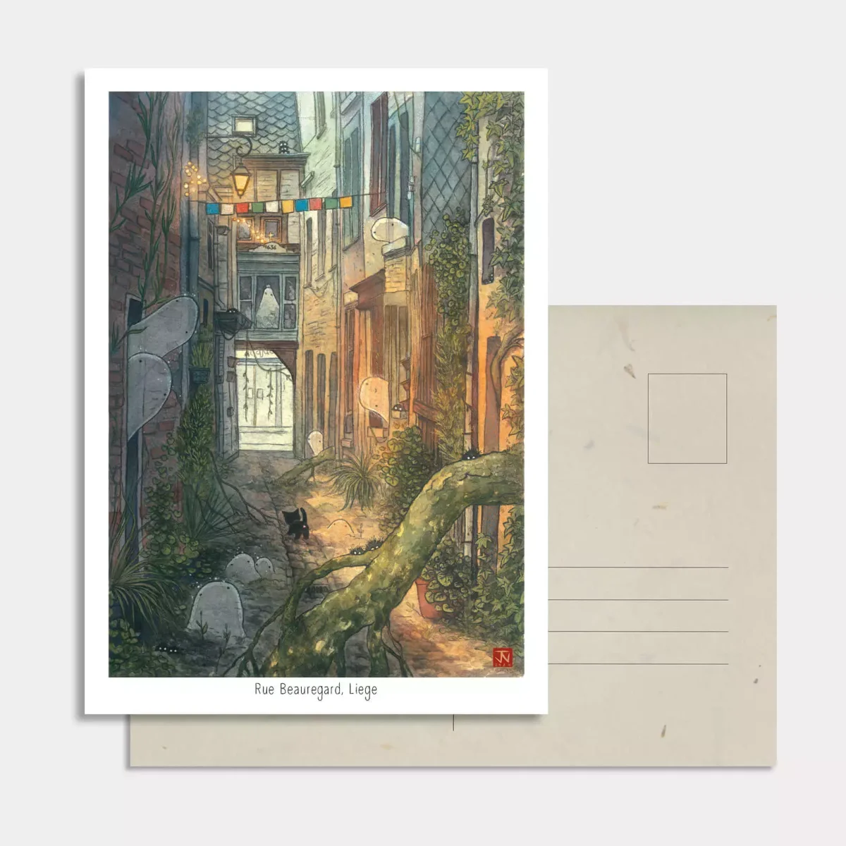 Carte postale – Rue Beauregard, Liège - Vins Rouges Harmonieux pour Viognier Chaque Occasion