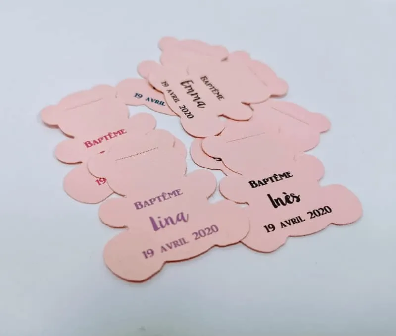 Étiquette à Dragées Ourson Personnalisée- Rose - ​Boulangerie-Pâtisserie | Pain Comstickers au Levain & Viennoiseries