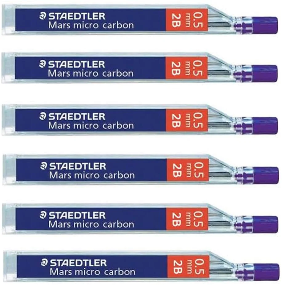 Recharges de mines pour crayons mars micro Carbon 250 0.5mm 2B – Emballage de 6 tubes (72 dérivations) 2B – STAEDTLER - Organisation de la maison avec des solutions de rangement - {'count': 1, 'name': 'empiècement'}