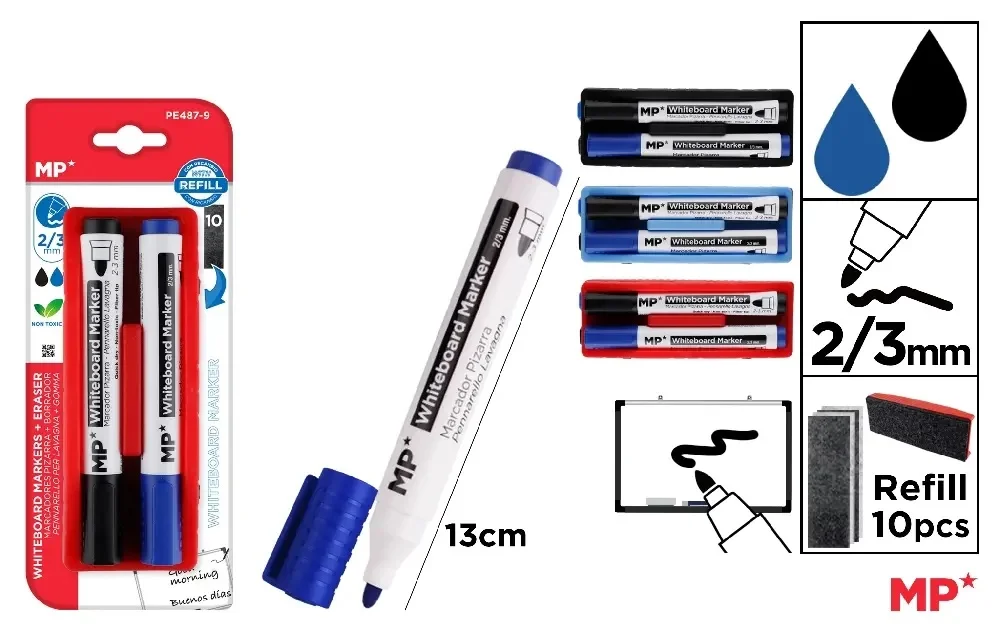 Marqueurs pour tableau avec effaceur – Madrid Papel - Organisation de la maison avec des solutions de rangement - {'count': 9, 'name': 'Fournitures'}