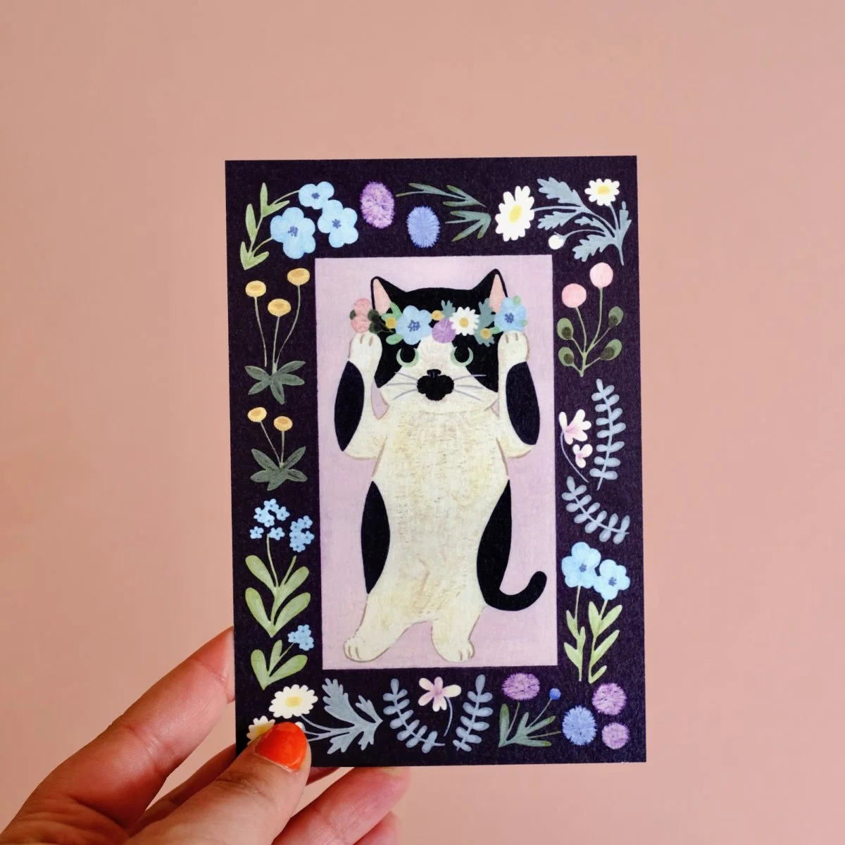 Carte Chat Tuxedo et Fleurs des Champs - Organisation de la DRESSING maison avec des solutions de rangement