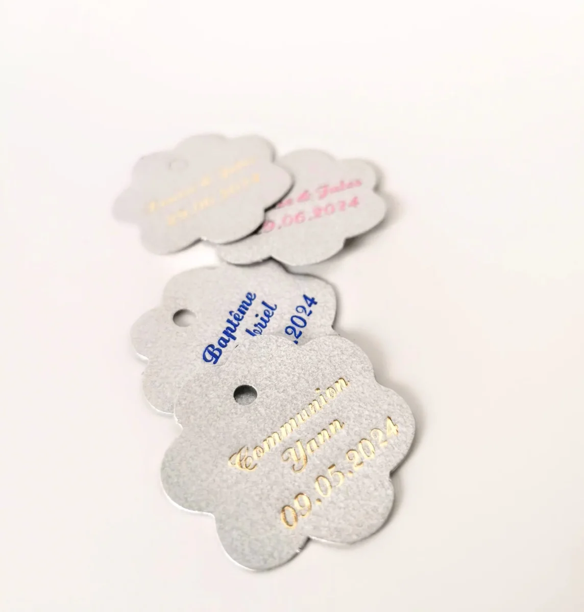 Etiquette dragées Fleur Gris ​Boulangerie Pâtisserie Pain Levain Viennoiseries