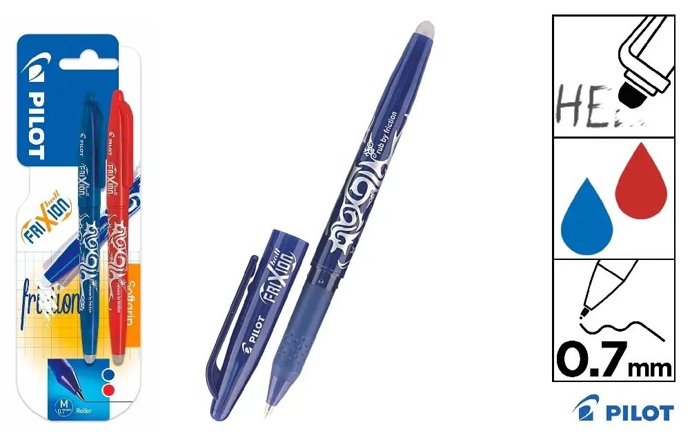 Paquet de 2 stylos frixion effaçable blister rouge et bleu – PILOT - Organisation de la maison avec des solutions de rangement - {'count': 2, 'name': 'couleurs'}