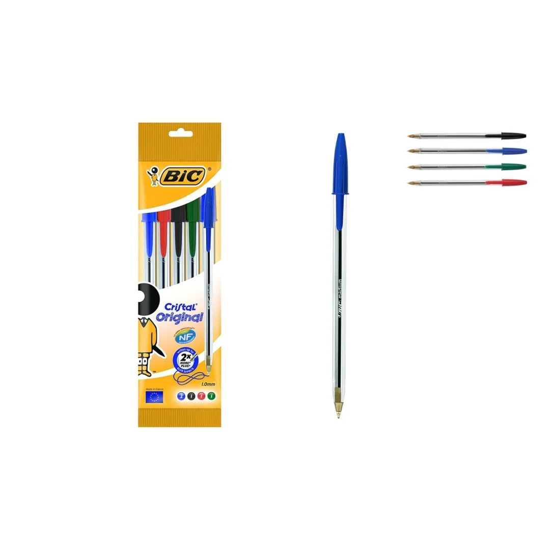 Paquet de 4 stylo cristal – couleurs assorties – Bic - Organisation de la maison Ludiques avec des solutions de rangement
