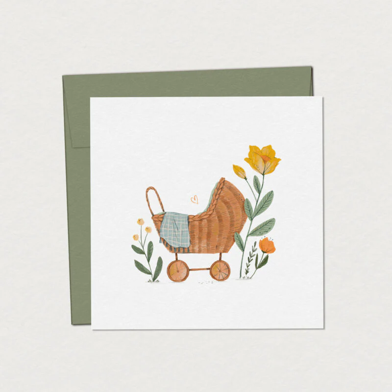 Mimosa Design Droits - Carte de Souhaits - Landeau||Mimosa Design - Wish Card - Pram - Boutique Bébé en Ligne : Soins, Jouets et Articles Maison