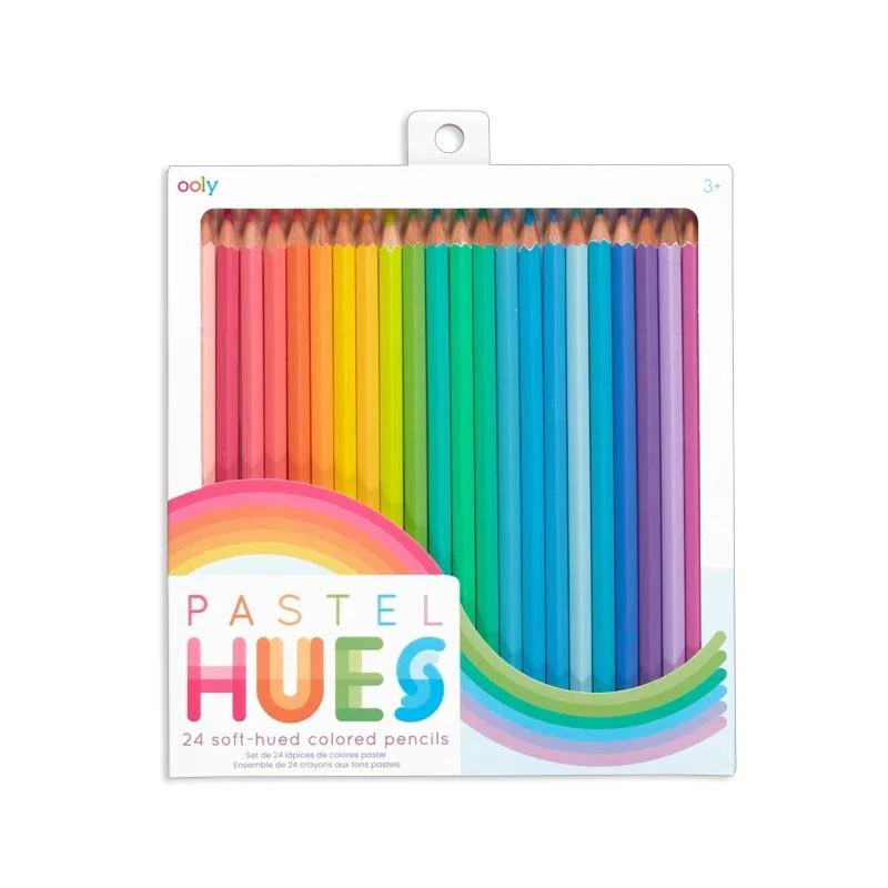 Ooly - Ensemble de 24 Crayons de Bois - Tons Pastels||Ooly - Set of 24 Soft-Hued Colored Pencils - Boutique Bébé en Ligne : Soins, Jouets bicolores et Articles Maison