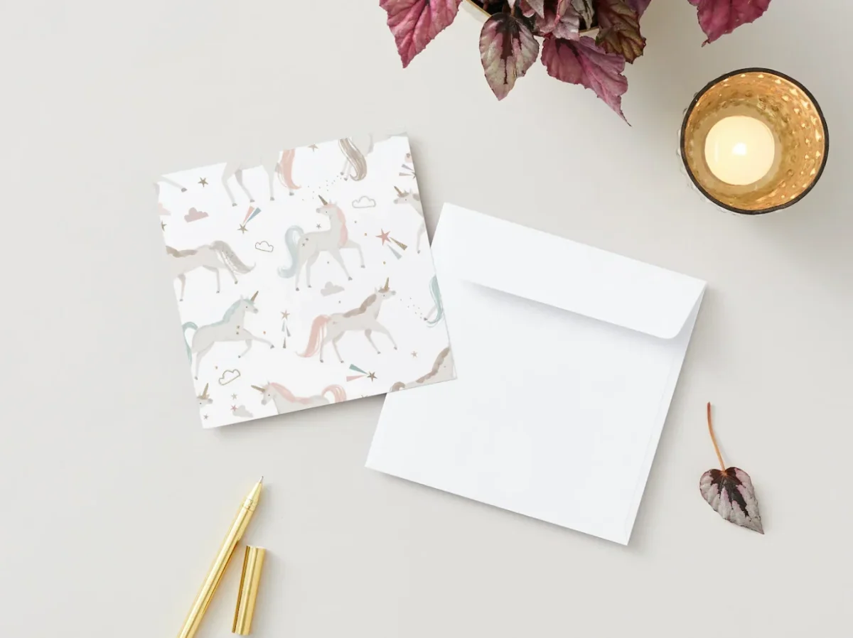Carte de souhaits - mois Licorne - Veille sur toi - Boutique Maman & Bébé – Produits Essentiels au Quotidien