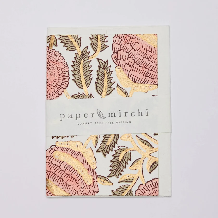 Carte de Vœux Block Print Marigold Glitz Coral - Papier Mirchi - Organisation de la maison avec des solutions de rangement - documents administratifs carte papier organisation maison solution rangement