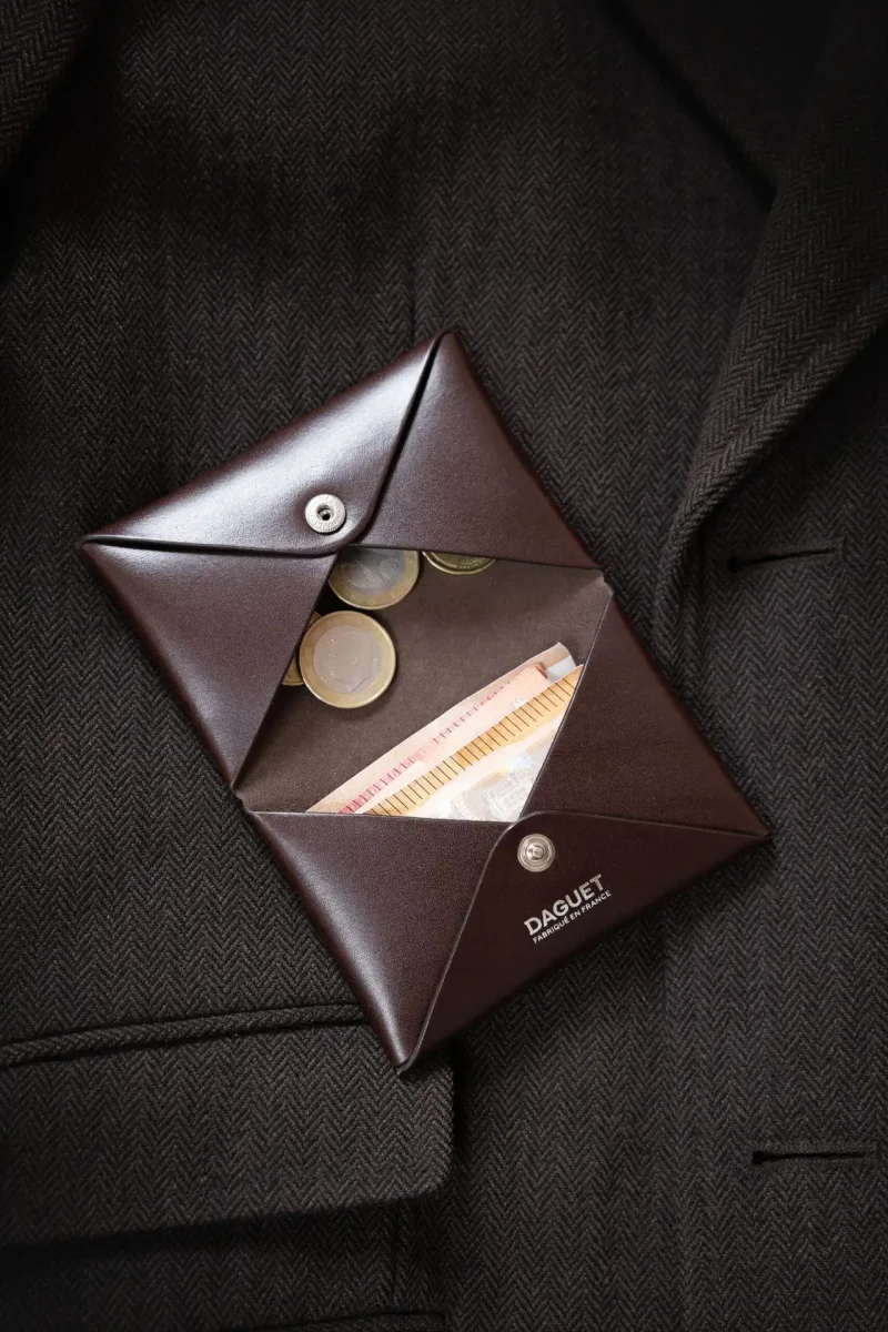 Porte-cartes enveloppe double – Marron - Nom Vins Rouges Harmonieux pour Chaque Occasion