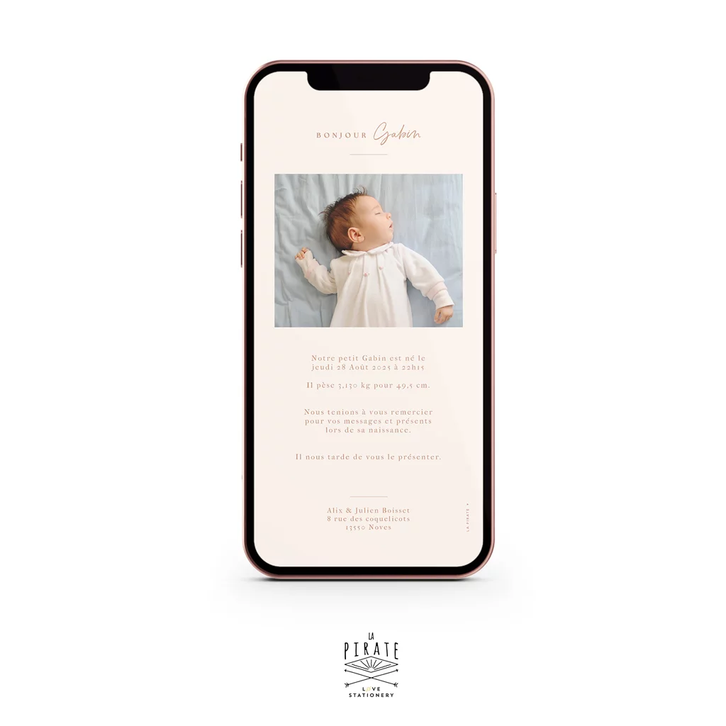Faire-part naissance photo, minimaliste – Gabin – Version électronique - Saldi Straordinari liberty – Offerte Speciali Disponibili Adesso