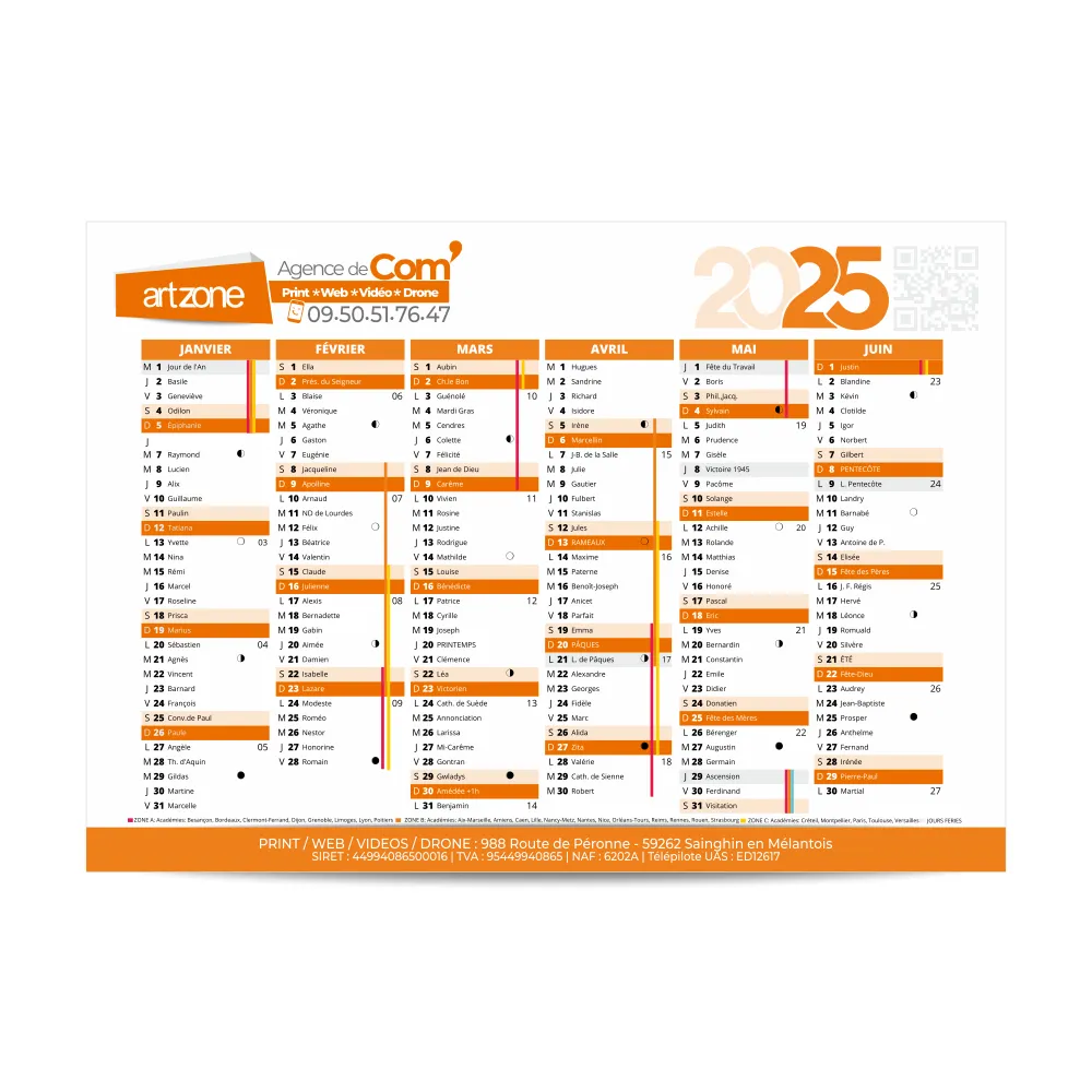 Calendriers personnalisés 2025 - ​Drones Professionnels & Grand Public Meaux | Boutique Française
