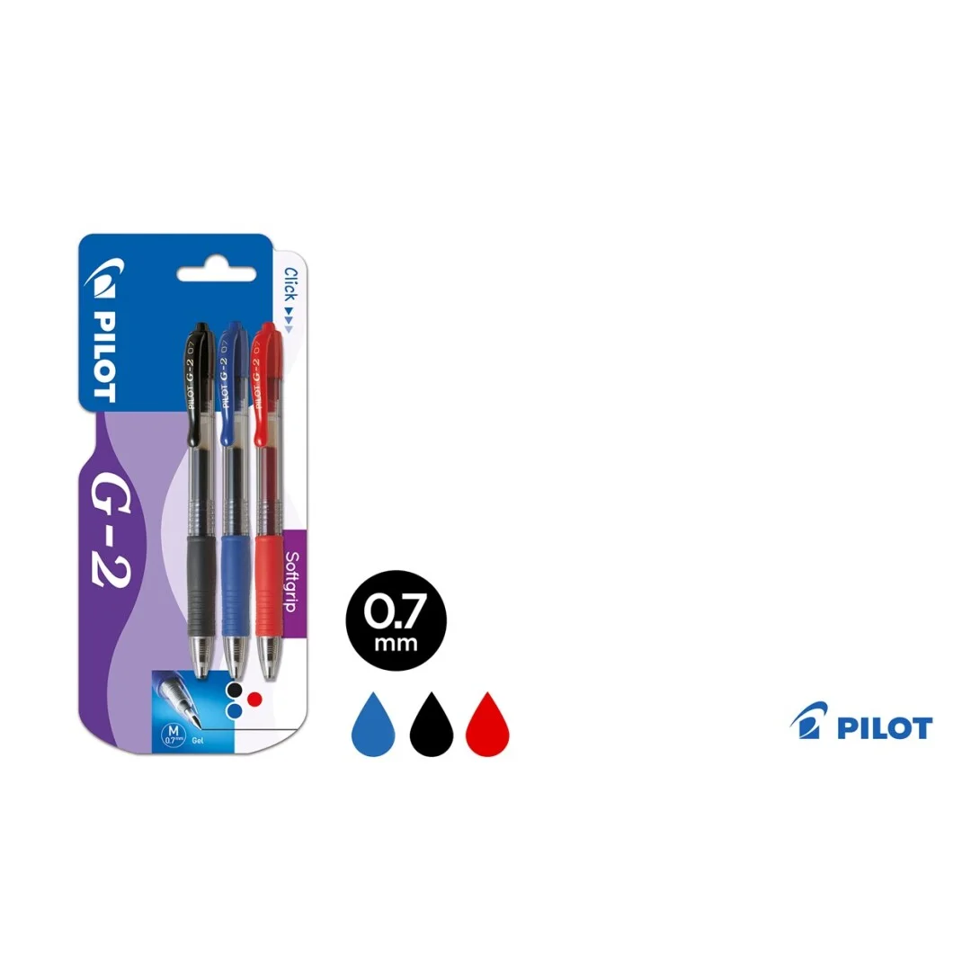 Stylo gel G2 Bleu, Noire, Rouge Blister – PILOT - Organisation de la maison avec des solutions de rangement - {'count': 1, 'name': 'MéTallique'}
