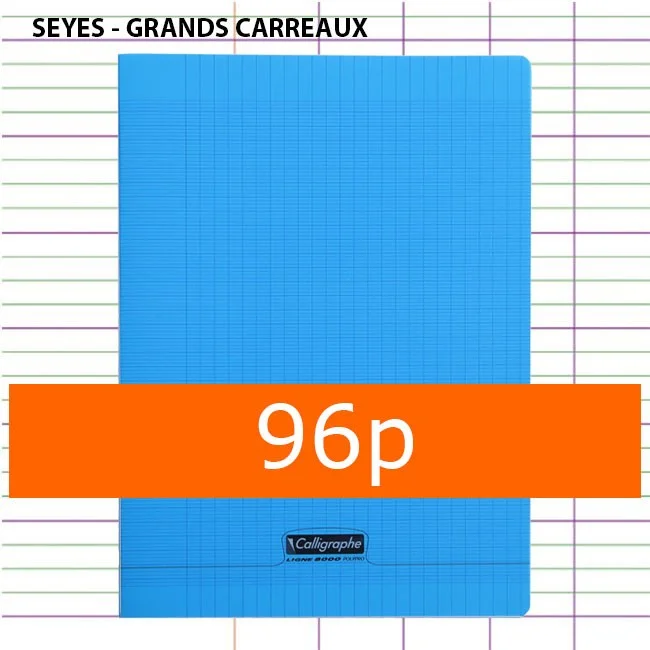 Cahier 96p grand format polypro(couv. plastique) 24×32 grands carreaux séyès 90g – couleur aléatoire( bleu, vert et rouge) – CALLIGRAPHE - Organisation de la maison avec des solutions de rangement Clairefontaine 3761C - Cahier Agrafé 17x22cm 64p Grands Carreaux 90g :  Amazon.fr: