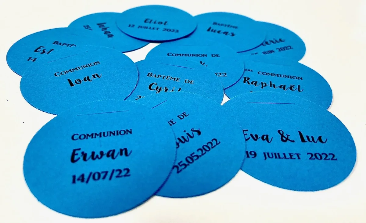 Étiquette Dragées Personnalisée Ronde Turquoise Lot ​Boulangerie Pâtisserie Pain Levain Viennoiseries
