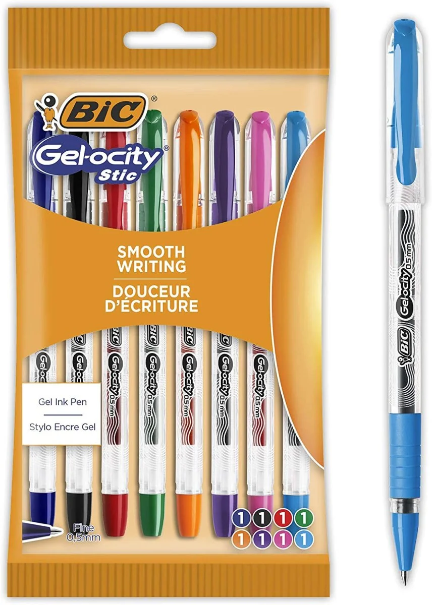 Lot de 8 stylos à encre gel à pointe fine (0,5 mm) BIC Gel-ocity Stic - Organisation de la Colors maison avec des solutions de rangement